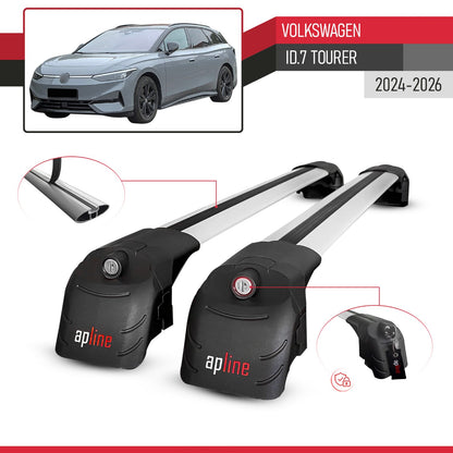 Compatible with Volkswagen ID.7 Tourer 2024-2025 ACE-2 Car Roof Rack Cross Bar Grey Aluminium 2 Bars