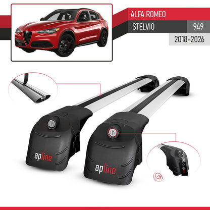 Kompatibel mit Alfa Romeo Stelvio 2018-2024 ACE-2 Relingträger Dachträger Auto Gepäckträger Grau Aluminium 2 Stangen