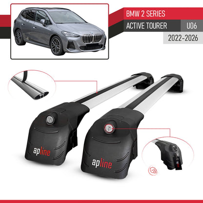 Kompatibel mit BMW 2 Series Active Tourer 2022-2024 ACE-2 Relingträger Dachträger Auto Gepäckträger Grau Aluminium 2 Stangen