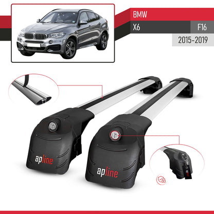 Kompatibel mit BMW X6 (F16) 2015-2019 ACE-2 Relingträger Dachträger Auto Gepäckträger Grau Aluminium 2 Stangen