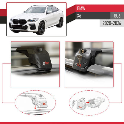 Kompatibel mit BMW X6 (G06) 2020-2025 ACE-2 Relingträger Dachträger Auto Gepäckträger Grau Aluminium 2 Stangen