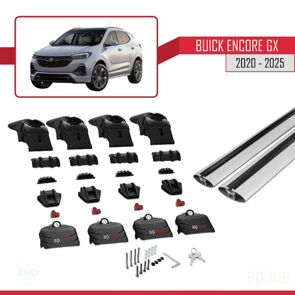 Kompatibel mit Buick Encore GX 2020-2025 ACE-2 Dachreling Gepäckträger Graues Aluminium 2 Stangen