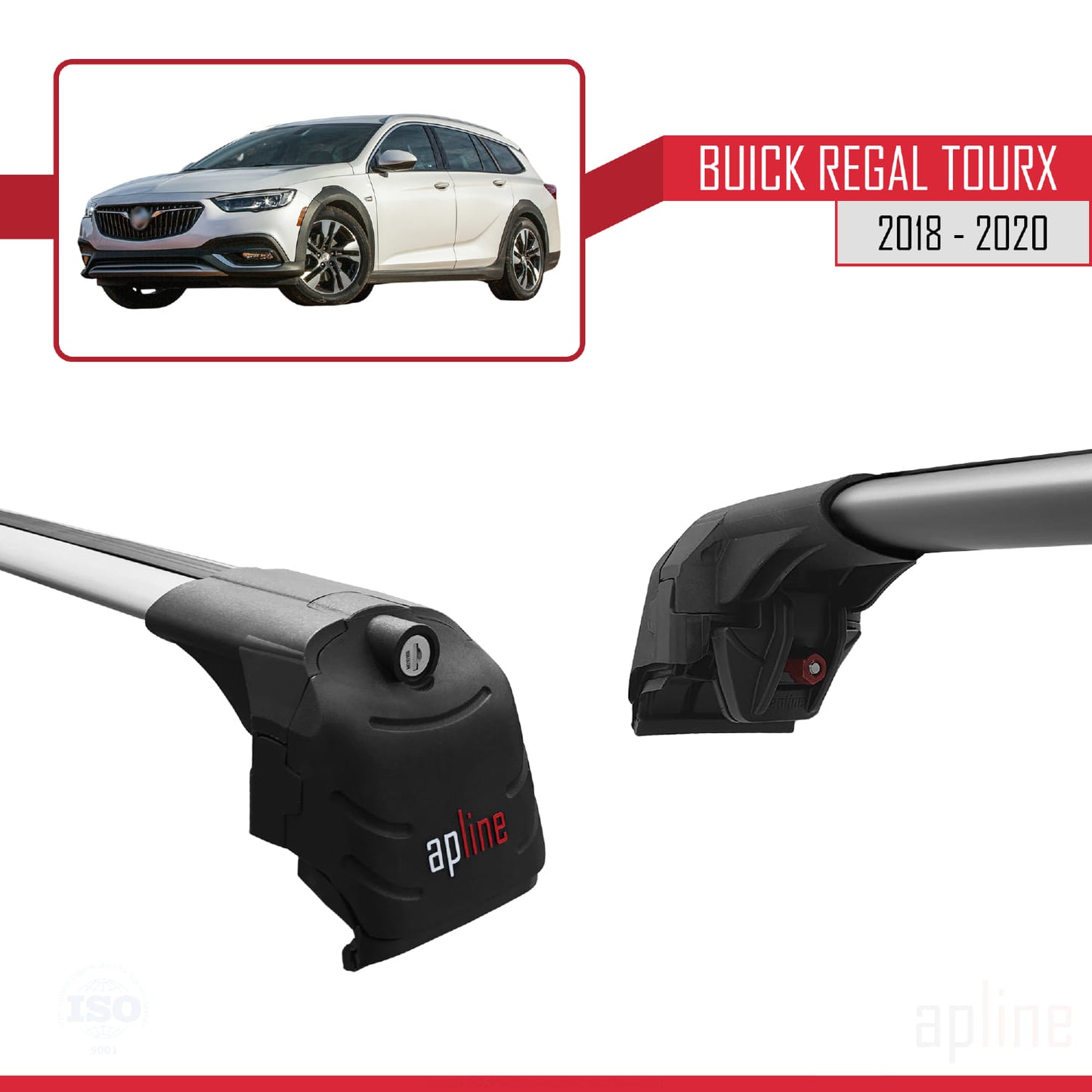 Kompatibel mit Buick Regal TourX 2018-2020 ACE-2 Dachgepäckträger, Reling, Gepäckträger, graues Aluminium, 2 Stangen