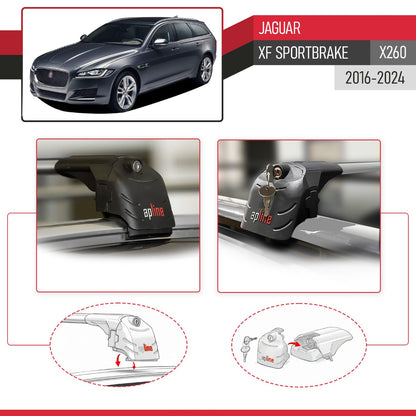 Kompatibel mit Jaguar XF S 2018-2024 ACE-2 Relingträger Dachträger Auto Gepäckträger Grau Aluminium 2 Stangen