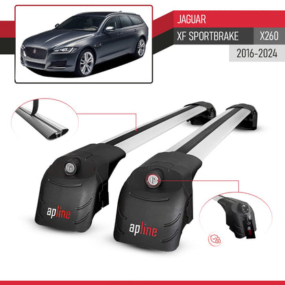 Kompatibel mit Jaguar XF S 2018-2024 ACE-2 Relingträger Dachträger Auto Gepäckträger Grau Aluminium 2 Stangen
