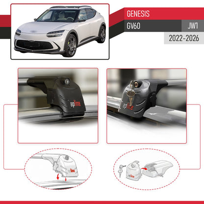 Kompatibel mit Genesis GV60 2023-2024 ACE-2 Relingträger Dachträger Auto Gepäckträger Grau Aluminium 2 Stangen