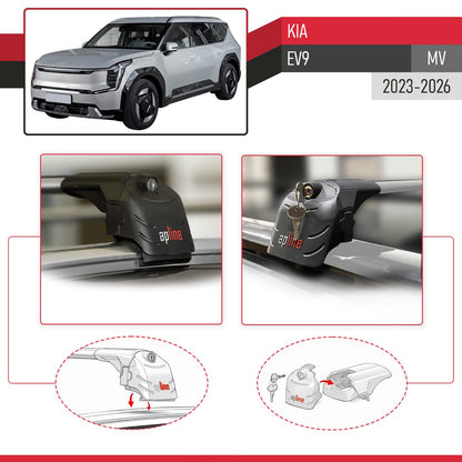 Kompatibel mit Kia E V9 2024-2025 ACE-2 Relingträger Dachträger Auto Gepäckträger Grau Aluminium 2 Stangen