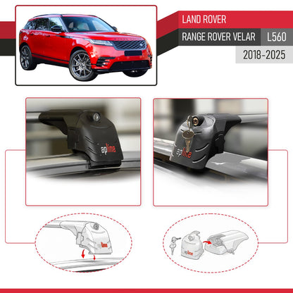 Compatible with Land Rover Range Rover Velar 2018-2024 ACE-2 Car Roof Rack Cross Bar Grey Aluminium 2 Bars