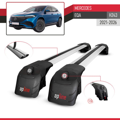 Compatible with Mercedes EQA 2022-2024 ACE-2 Car Roof Rack Cross Bar Grey Aluminium 2 Bars