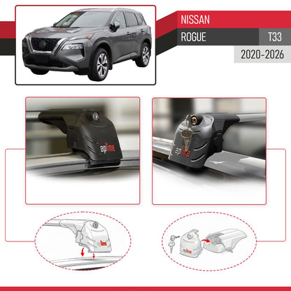 Kompatibel mit Nissan Rogue 2020-2022 ACE-2 Relingträger Dachträger Auto Gepäckträger Grau Aluminium 2 Stangen