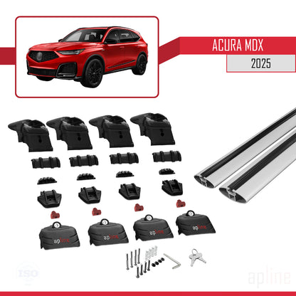 Kompatibel mit Acura MDX 2025 ACE-2 Dachgepäckträger, Reling, Gepäckträger, graues Aluminium, 2 Stangen