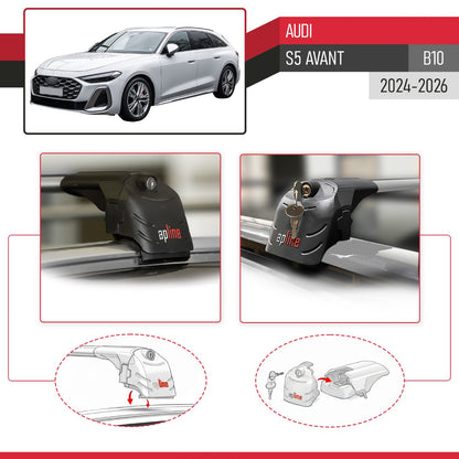 Kompatibel mit Audi S5 Avant 2024-2025 ACE-2 Relingträger Dachträger Auto Gepäckträger Grau Aluminium 2 Stangen