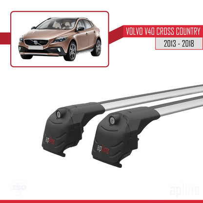 Compatible avec Volvo V40 Cross Country 2013-2018 ACE-2 Barres de Toit Railing Porte-Bagages de Voiture Gris Aluminium 2 Barres
