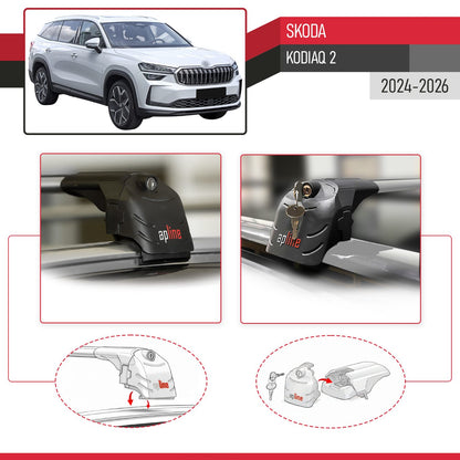 Kompatibel mit Skoda Kodiaq 2024-2025 ACE-2 Relingträger Dachträger Auto Gepäckträger Grau Aluminium 2 Stangen