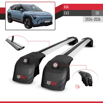 Compatible with Kia EV3 2024-2025 ACE-2 Car Roof Rack Cross Bar Grey Aluminium 2 Bars
