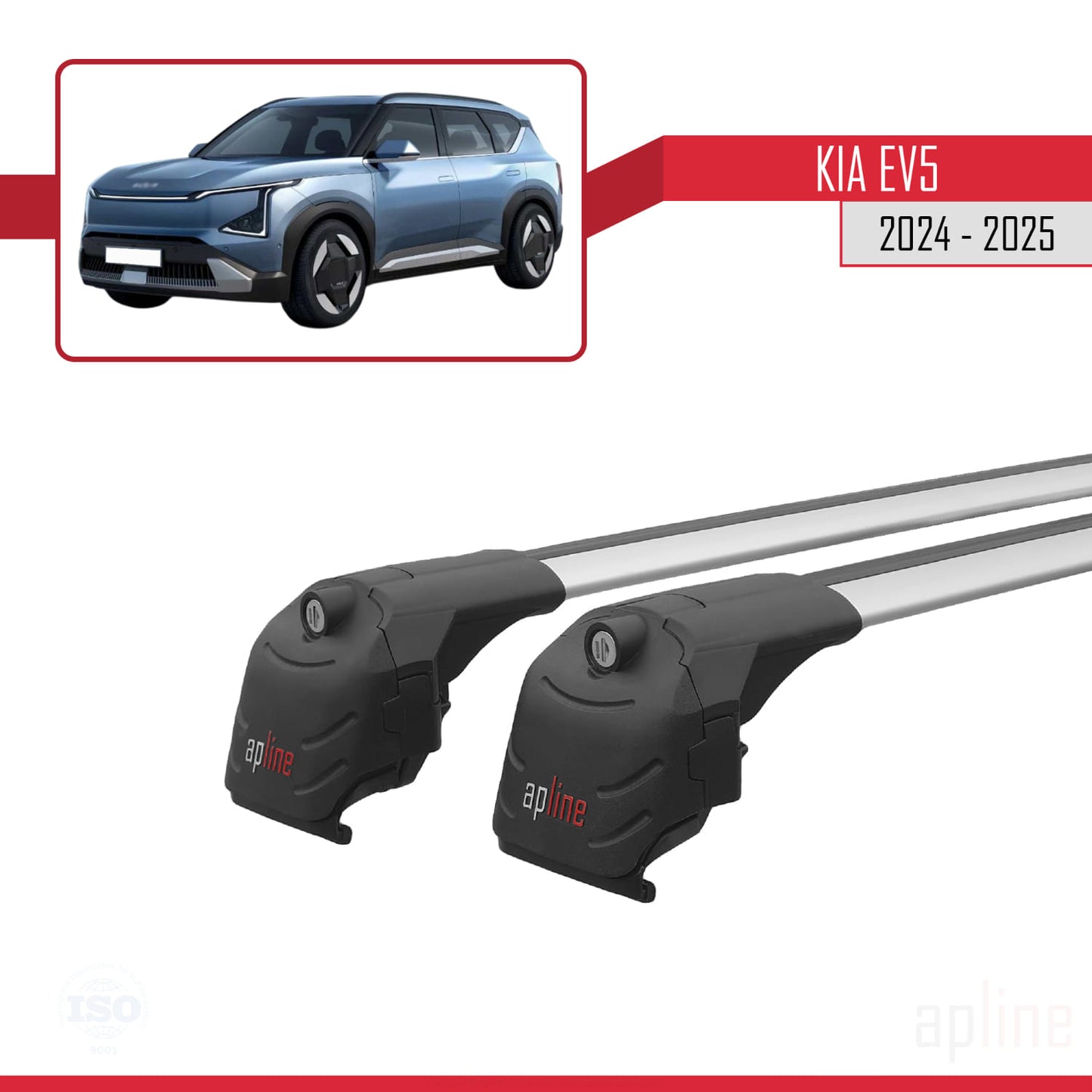 Compatible with Kia EV5 2024-2025 ACE-2 Car Roof Rack Cross Bar Grey Aluminium 2 Bars