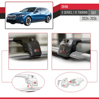 Kompatibel mit BMW 5 Series / i5 G61 Touring 2024-2025 ACE-2 Relingträger Dachträger Auto Gepäckträger Grau Aluminium 2 Stangen