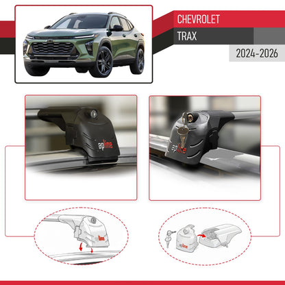 Kompatibel mit Chevrolet Trax 2024-2025 ACE-2 Relingträger Dachträger Auto Gepäckträger Grau Aluminium 2 Stangen