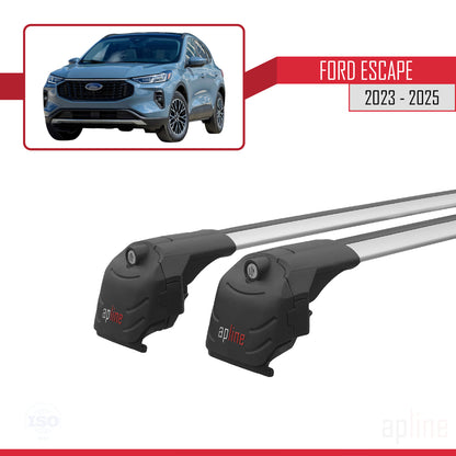 Kompatibel mit Ford Escape 2023-2025 ACE-2 Dachgepäckträger, Reling, Gepäckträger, graues Aluminium, 2 Stangen