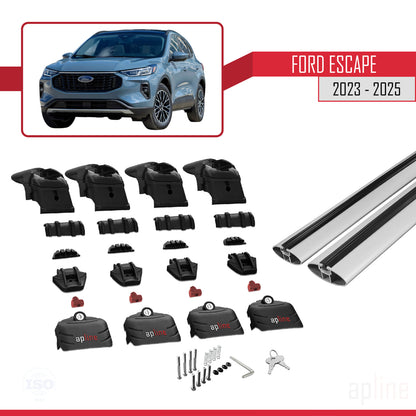 Kompatibel mit Ford Escape 2023-2025 ACE-2 Dachgepäckträger, Reling, Gepäckträger, graues Aluminium, 2 Stangen