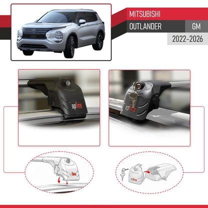 Kompatibel mit Mitsubishi Outlander 2022-2025 ACE-2 Relingträger Dachträger Auto Gepäckträger Grau Aluminium 2 Stangen