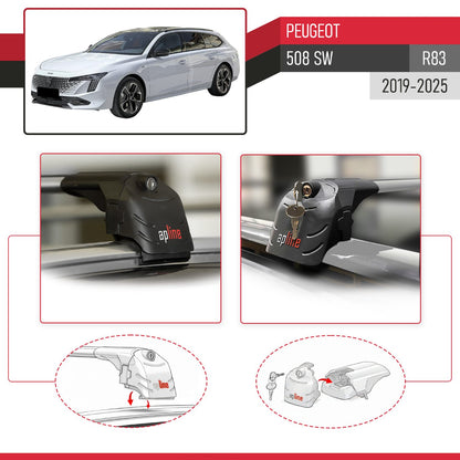Kompatibel mit Peugeot 508 SW 2019-2025 ACE-2 Relingträger Dachträger Auto Gepäckträger Grau Aluminium 2 Stangen