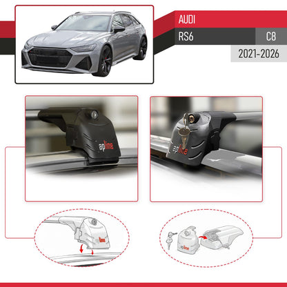 Kompatibel mit Audi RS6 2025 ACE-2 Relingträger Dachträger Auto Gepäckträger Grau Aluminium 2 Stangen