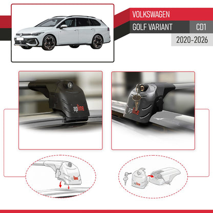 Kompatibel mit Volkswagen Golf Variant 2024-2025 ACE-2 Relingträger Dachträger Auto Gepäckträger Grau Aluminium 2 Stangen