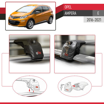 Kompatibel mit Opel Ampera E 2017-2021 ACE-2 Relingträger Dachträger Auto Gepäckträger Grau Aluminium 2 Stangen