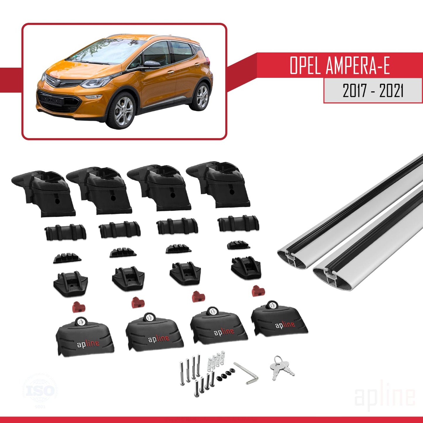 Compatible avec Opel Ampera E 2017-2021 ACE-2 Barres de Toit Railing Porte-Bagages de Voiture Gris Aluminium 2 Barres