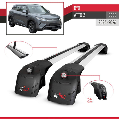 Compatible with BYD Atto 2 2025-2026 ACE-2 Car Roof Rack Cross Bar Grey Aluminium 2 Bars