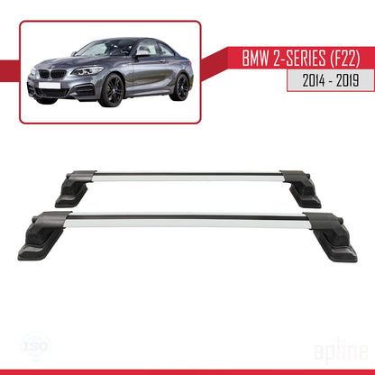 Compatible avec BMW Série 2 (F22) 2014-2019 ACE-3 Barres de Toit Railing Porte-Bagages de Voiture Gris Aluminium 2 Barres