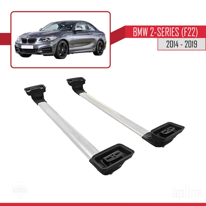 Compatible avec BMW Série 2 (F22) 2014-2019 ACE-3 Barres de Toit Railing Porte-Bagages de Voiture Gris Aluminium 2 Barres