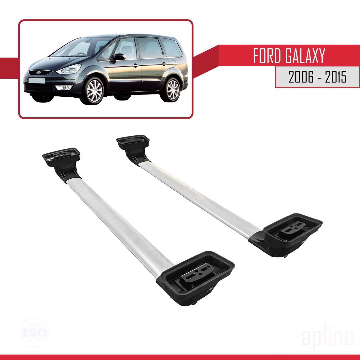 Kompatibel mit Ford Galaxy (MK3) 2006-2015 ACE-3 Dachgepäckträger, graues Aluminium, 2 Stangen