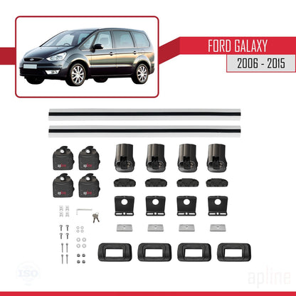 Kompatibel mit Ford Galaxy (MK3) 2006-2015 ACE-3 Dachgepäckträger, graues Aluminium, 2 Stangen