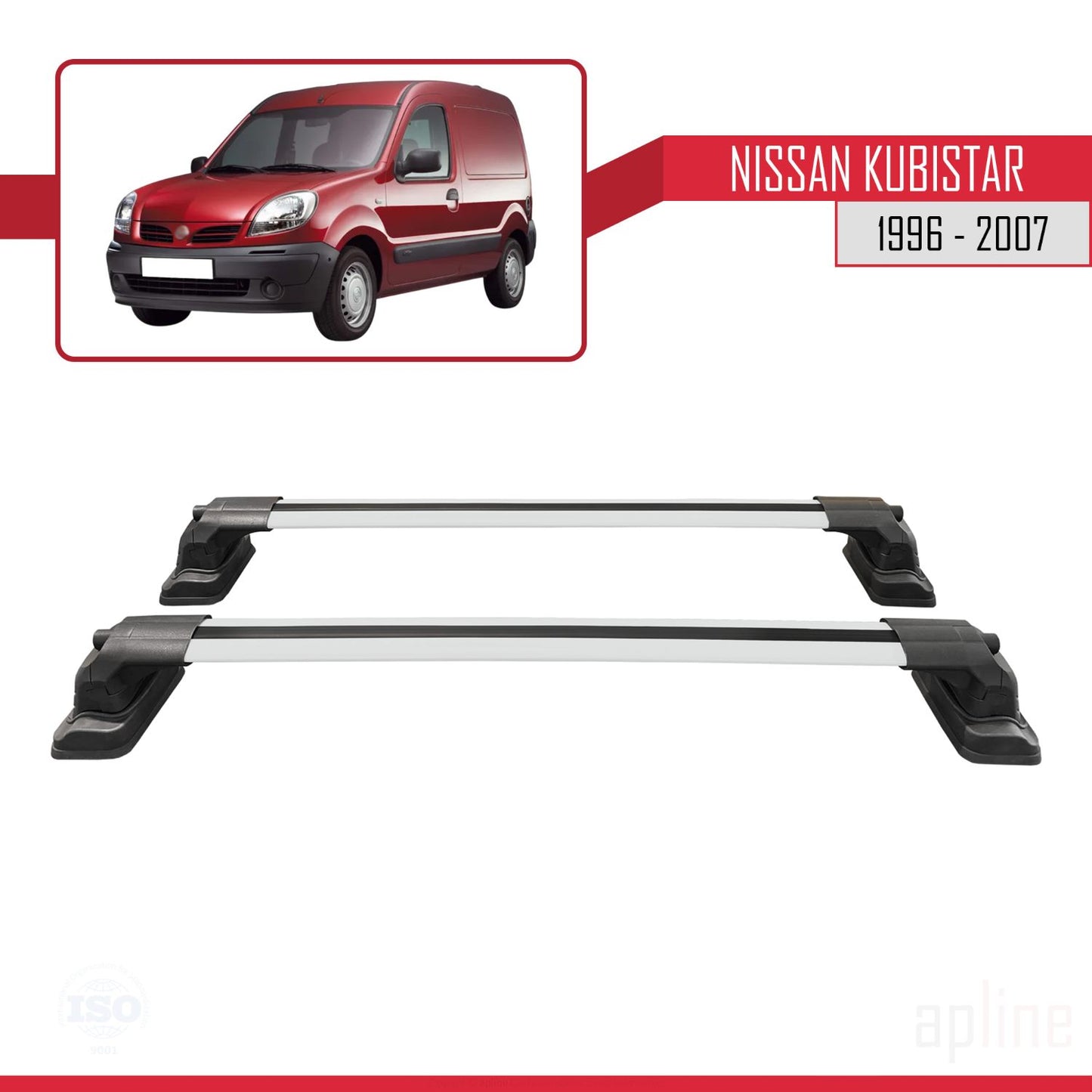 Compatible avec Nissan Kubistar 1996-2007 ACE-3 Barres de Toit Railing Porte-Bagages de Voiture Gris Aluminium 2 Barres