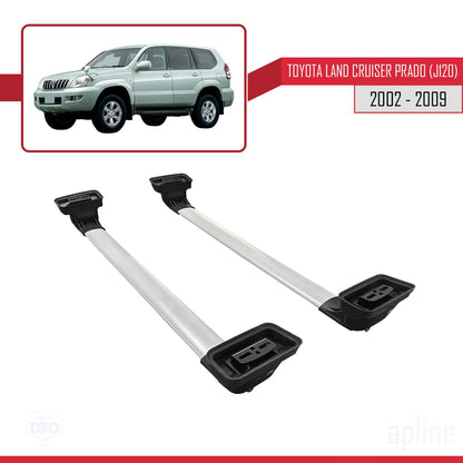 Compatible avec Toyota Land Cruiser Prado (J120) 2002-2009 ACE-3 Barres de Toit Railing Porte-Bagages de Voiture Gris Aluminium 2 Barres
