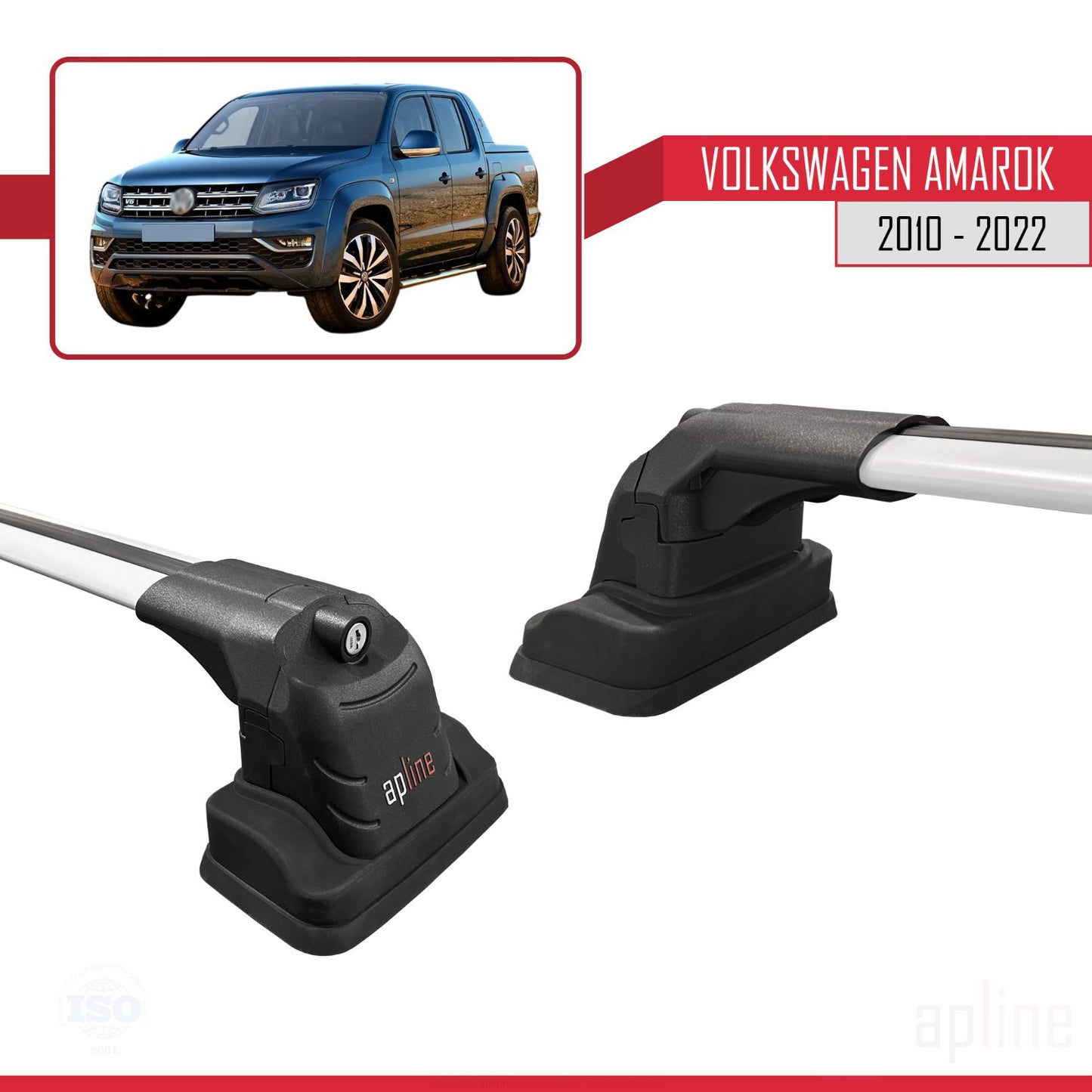 Compatible avec Volkswagen Amarok 2010-2022 ACE-3 Barres de Toit Railing Porte-Bagages de Voiture Gris Aluminium 2 Barres