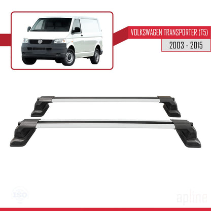 Compatible avec Volkswagen Transporter (T5) 2003-2015 ACE-3 Barres de Toit Railing Porte-Bagages de Voiture Gris Aluminium 2 Barres
