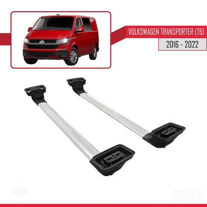 Compatible avec Volkswagen Transporter (T6) 2016-2022 ACE-3 Barres de Toit Railing Porte-Bagages de Voiture Gris Aluminium 2 Barres