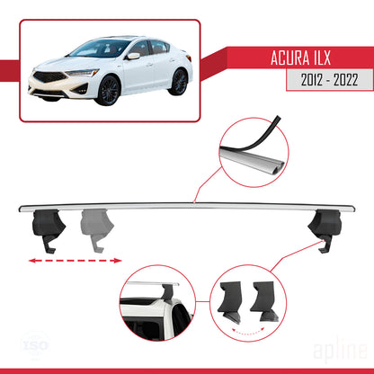Kompatibel mit Acura ILX (DE1/2/3) 2012-2022 ACE-4 Dachreling Gepäckträger Graues Aluminium 2 Stangen