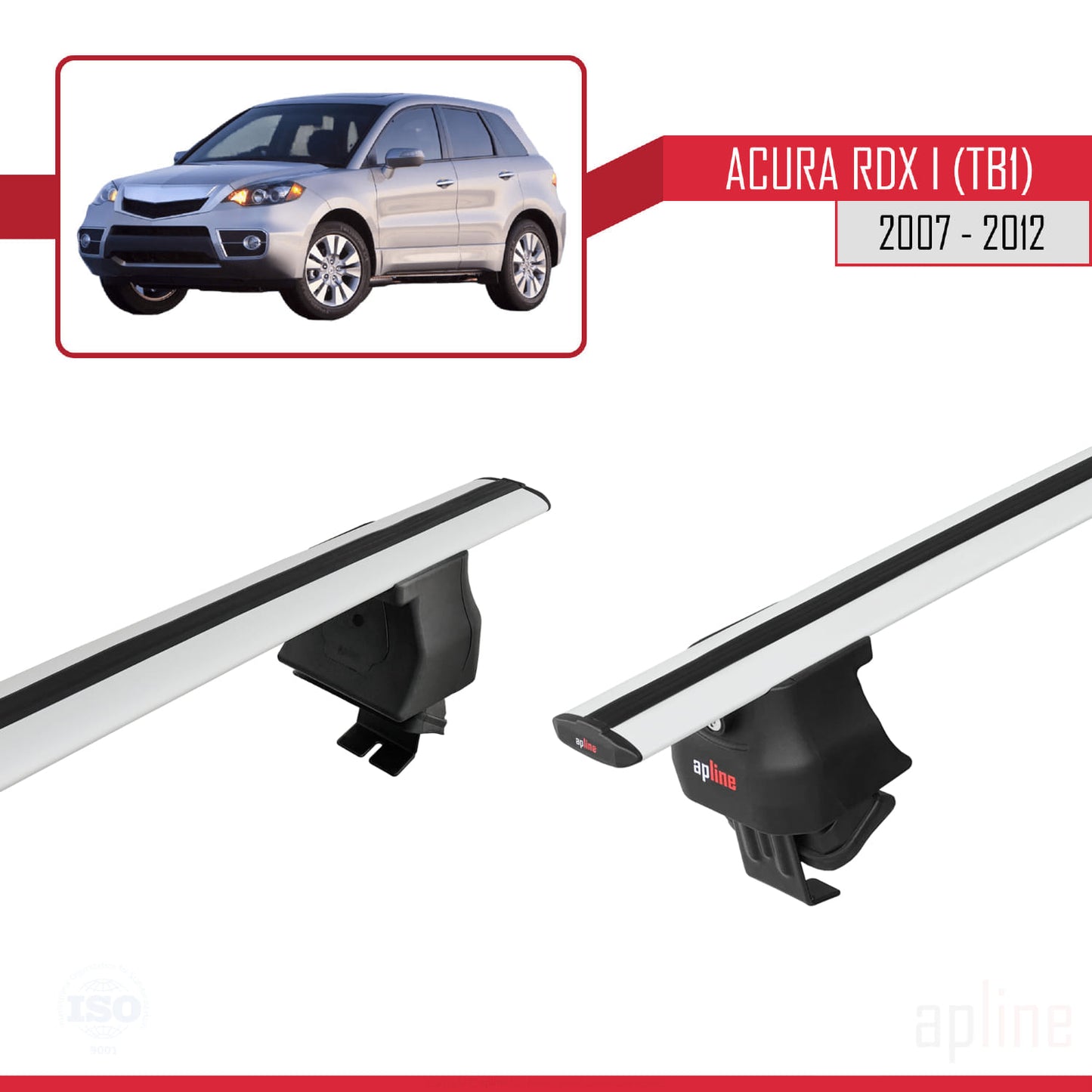Kompatibel mit Acura RDX (TB1/2) 2007-2012 ACE-4 Dachreling Gepäckträger Graues Aluminium 2 Stangen