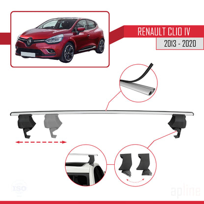 Compatible with Renault Clio 4 2013-2020 ACE-4 Car Roof Rack Cross Bar Grey Aluminium 2 Bars
