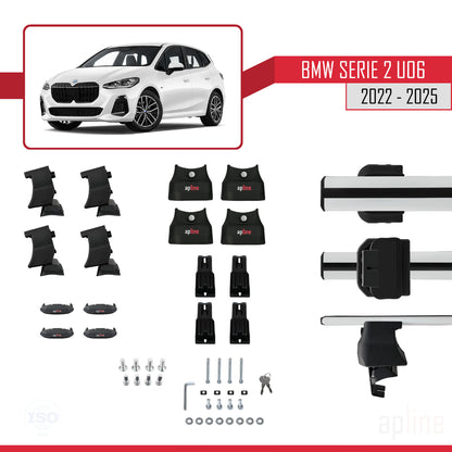 Kompatibel mit BMW 2er (U06) Active Tourer 2022-2025 ACE-4 Dachgepäckträger, graues Aluminium, 2 Stangen