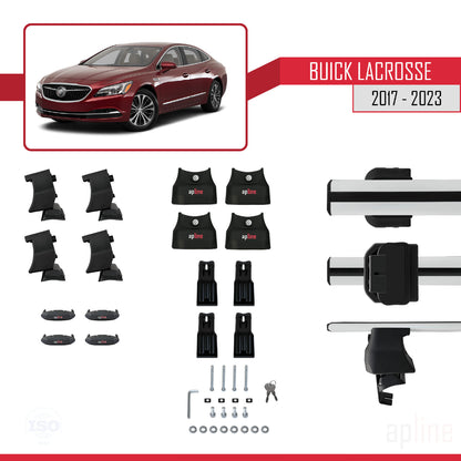 Kompatibel mit Buick LaCrosse 2017-2023 ACE-4 Dachreling Gepäckträger Graues Aluminium 2 Stangen