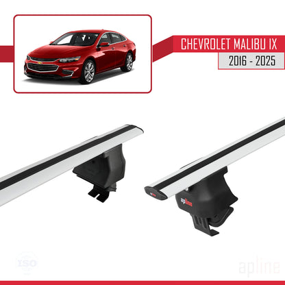 Kompatibel mit Chevrolet Malibu IX 2016-2025 ACE-4 Dachgepäckträger, Reling, Gepäckträger, graues Aluminium, 2 Stangen