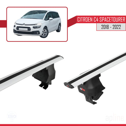 Compatible avec Citroen C4 Spacetourer 2018-2022 ACE-4 Barres de Toit Railing Porte-Bagages de Voiture Gris Aluminium 2 Barres