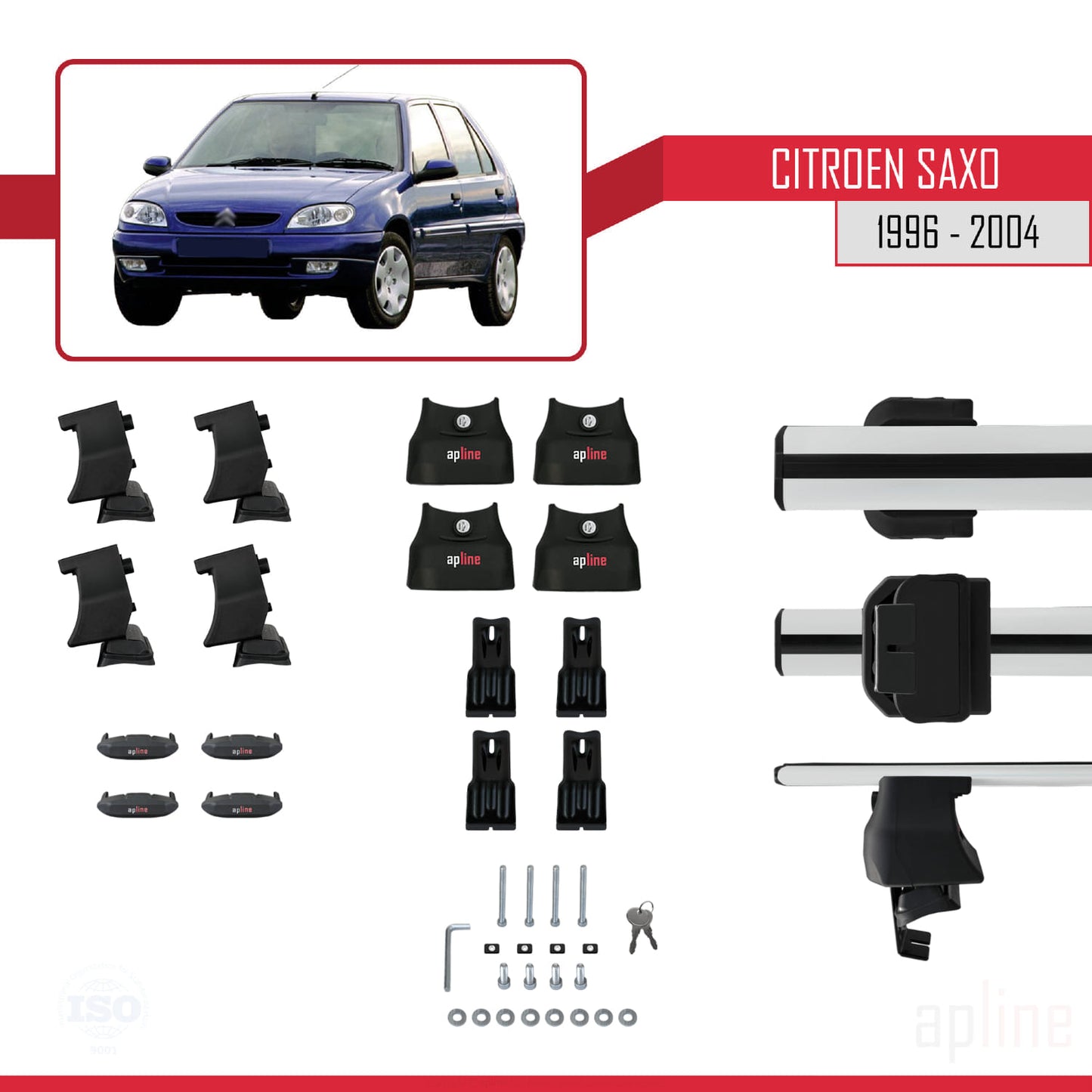 Compatible avec Citroen Saxo 1996-2004 ACE-4 Barres de Toit Railing Porte-Bagages de Voiture Gris Aluminium 2 Barres
