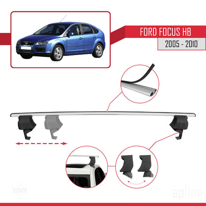 Kompatibel mit Ford Focus 2 (C307) HB 2005-2010 ACE-4 Relingträger Dachträger Auto Gepäckträger Grau Aluminium 2 Stangen
