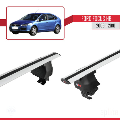 Kompatibel mit Ford Focus 2 (C307) HB 2005-2010 ACE-4 Relingträger Dachträger Auto Gepäckträger Grau Aluminium 2 Stangen